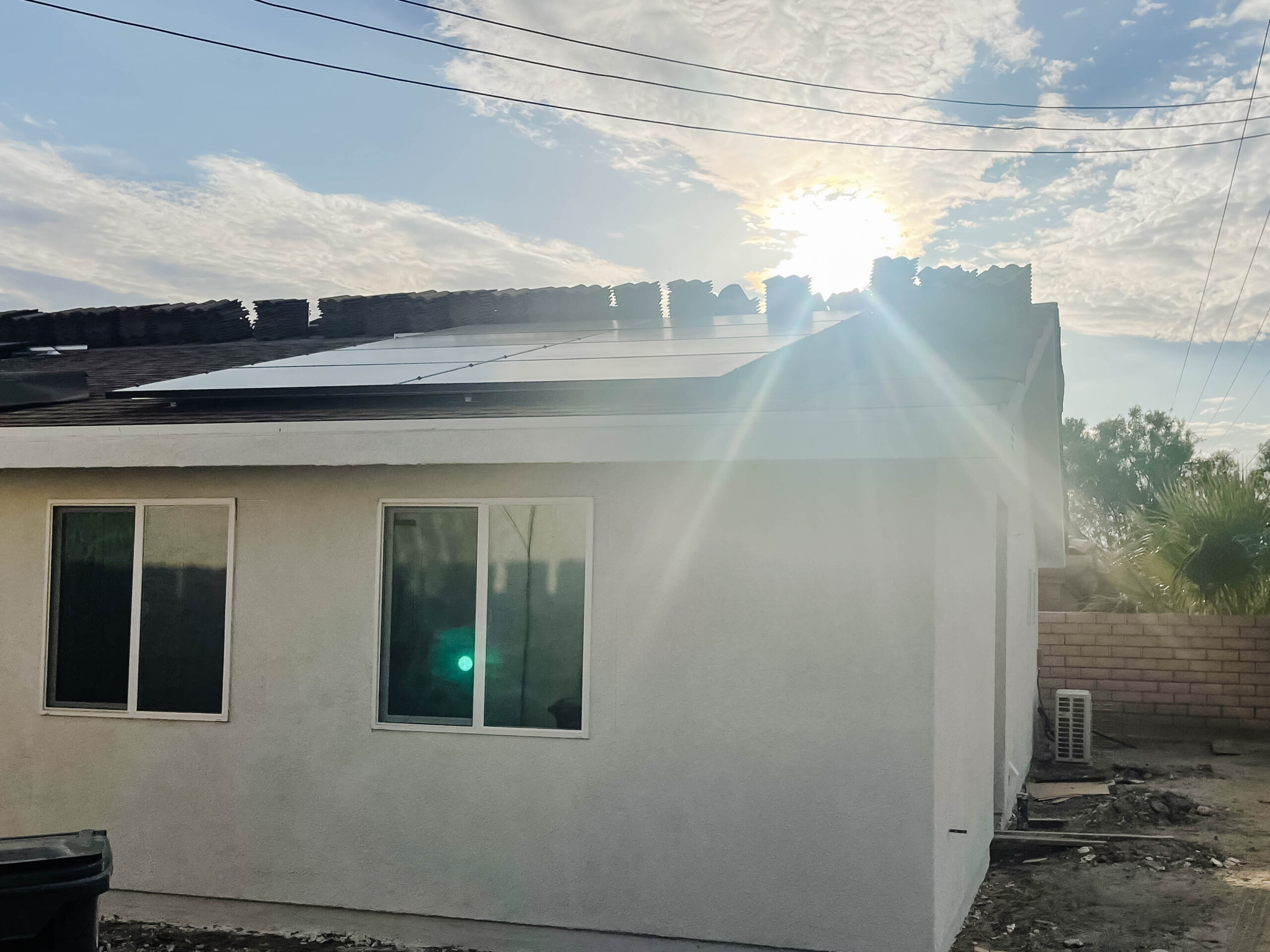 New construction of a white tiny house